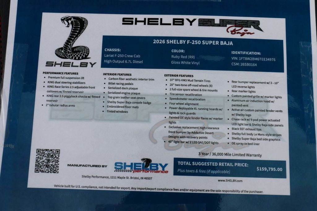 2026 Ford F-250SD Lariat SHELBY SUPER BAJA