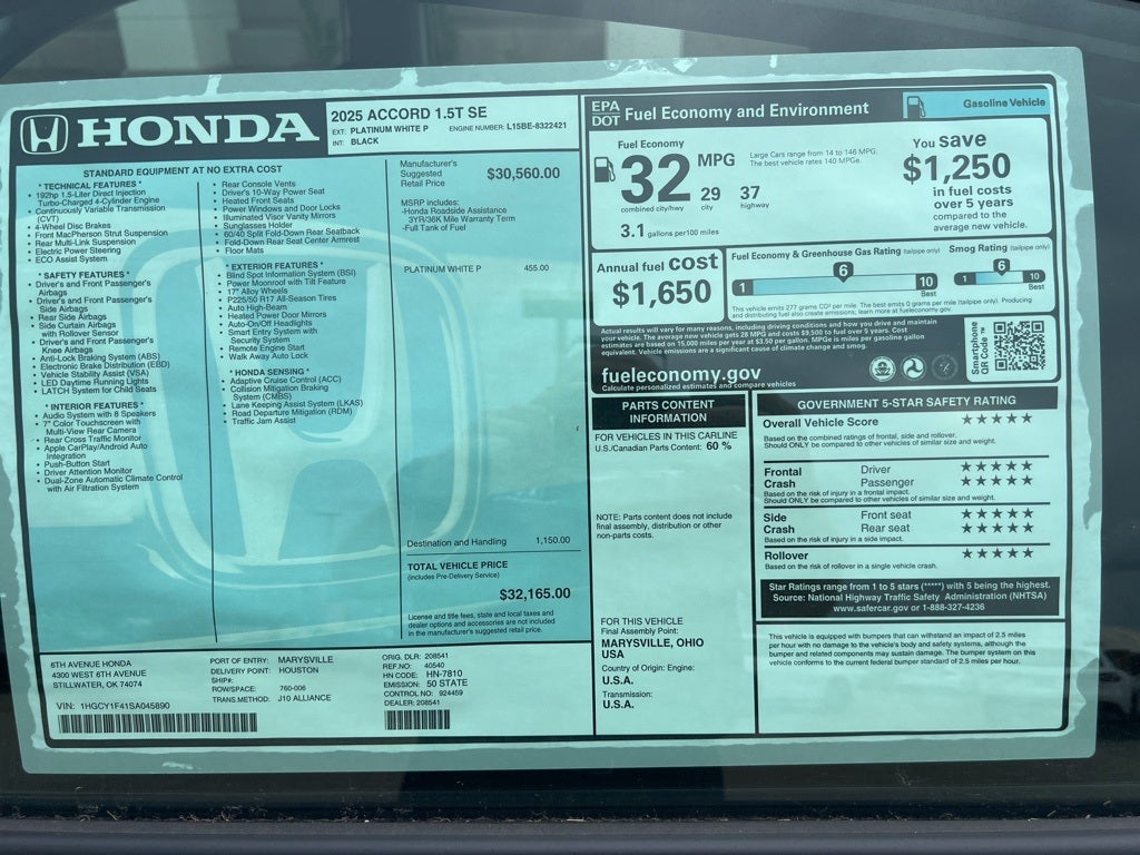 2025 Honda Accord SE