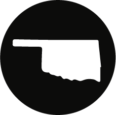 blue outline of the state of Oklahoma